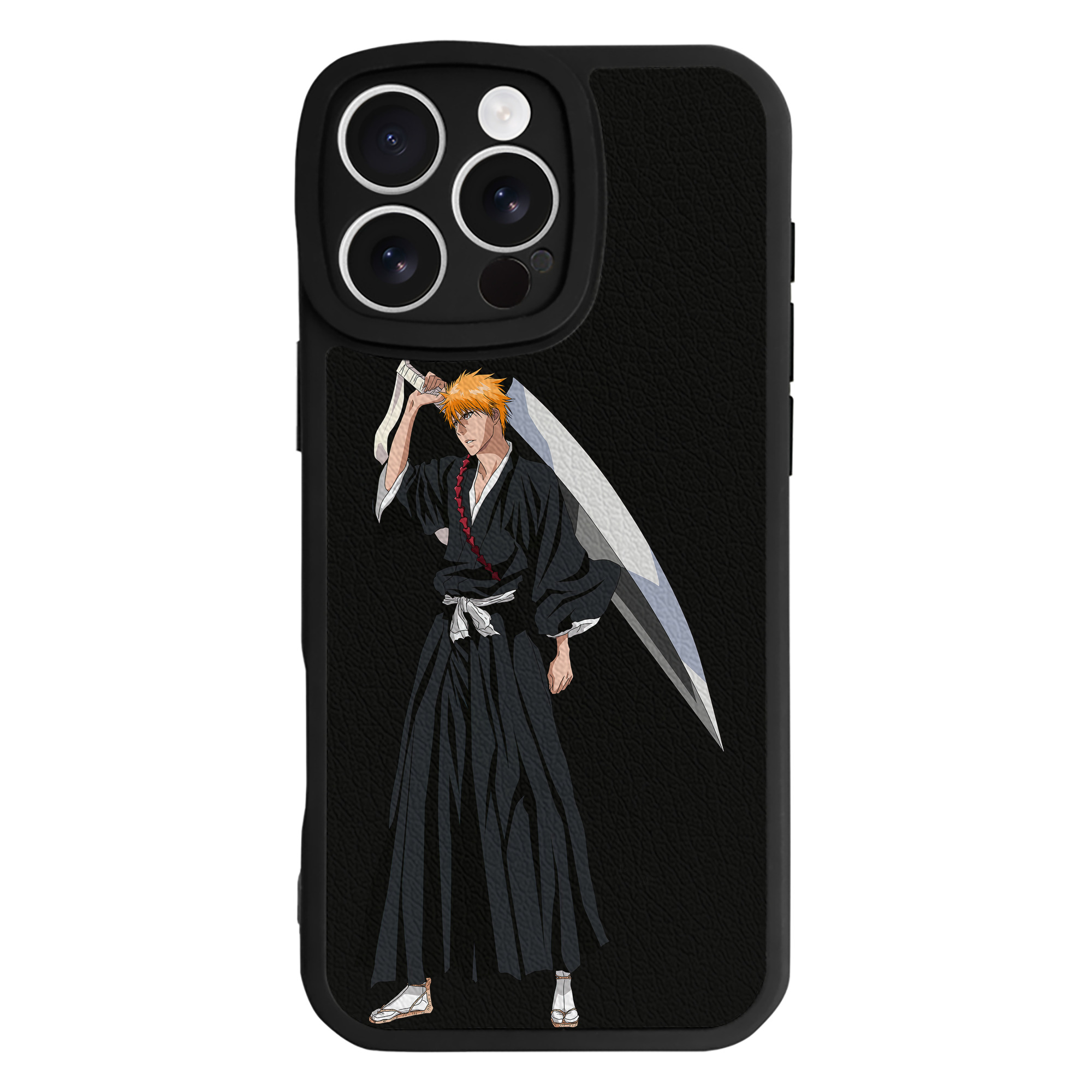 （画像用） ブリーチ 黒崎一護（くろさき いちご）BLEACH Kurosaki Ichigo 【iPhone 16シリーズ対応】シリコンスマホケース（レザー調） 材質：シリコン